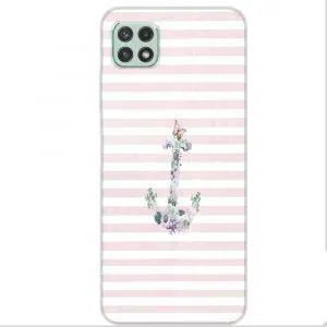 Coque Silicone antichocs Samsung A22 5G Floral Anchor in pink