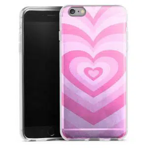 Coque Coeur Rose pour téléphone iPhone 6 Plus en Silicone
