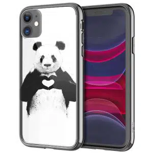 Coque en Verre Trempé iPhone 13 Panda Love