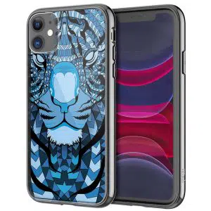 Coque en verre trempé iPhone 13 Tigre Bleu Aztec