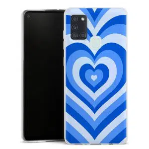 Coque Coeur Bleu Ocean pour smartphone Samsung Galaxy A21S en Silicone