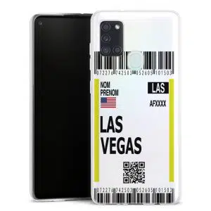 Coque portable Samsung Galaxy A21s motif Billet Avion Las Vegas