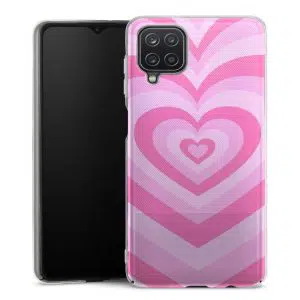 Coque Coeur Rose pour téléphone Samsung Galaxy A12 en Silicone
