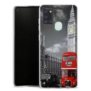 Coque portable Samsung Galaxy A21s motif Bus Rouge de Londres