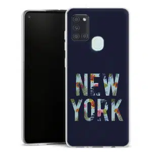 Coque portable Samsung Galaxy A21s motif New York Tropical