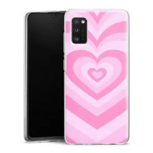 Coque Coeur Rose pour téléphone Samsung Galaxy A41 en Silicone