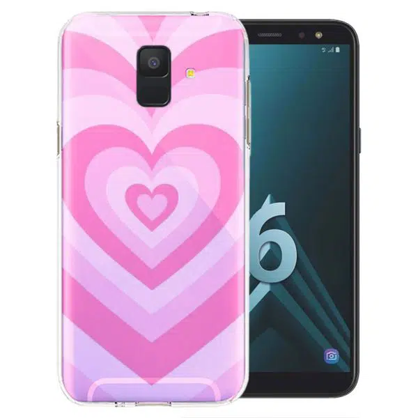 Coque Coeur Rose pour téléphone Samsung Galaxy A6 2018 en Silicone