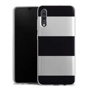 Coque téléphone personnalisée Samsung Galaxy A70 en silicone motif bandes noires