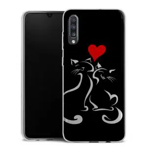 Coque pour Samsung galaxy A70 en Silicone Motif Cats in Love