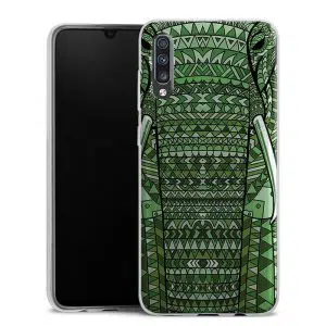 Coque pour Samsung galaxy A70 en Silicone Motif elephant vert azteq