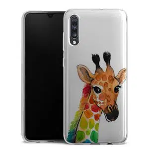 Coque pour Samsung galaxy A70 en Silicone Motif girafe multicolors