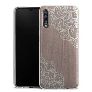 Coque téléphone personnalisée Samsung Galaxy A70 en silicone motif lace wood