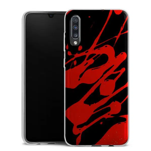 Coque téléphone personnalisée Samsung Galaxy A70 en silicone motif paint splash rouge