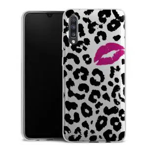 Coque téléphone personnalisée Samsung Galaxy A70 en silicone motif panthere kiss
