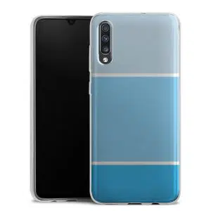 Coque téléphone personnalisée Samsung Galaxy A70 en silicone motif pastel bleu