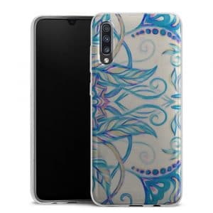 Coque téléphone personnalisée Samsung Galaxy A70 en silicone motif pearl floral vintage