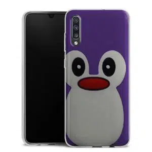 Coque pour Samsung galaxy A70 en Silicone Motif Pingouin Violet