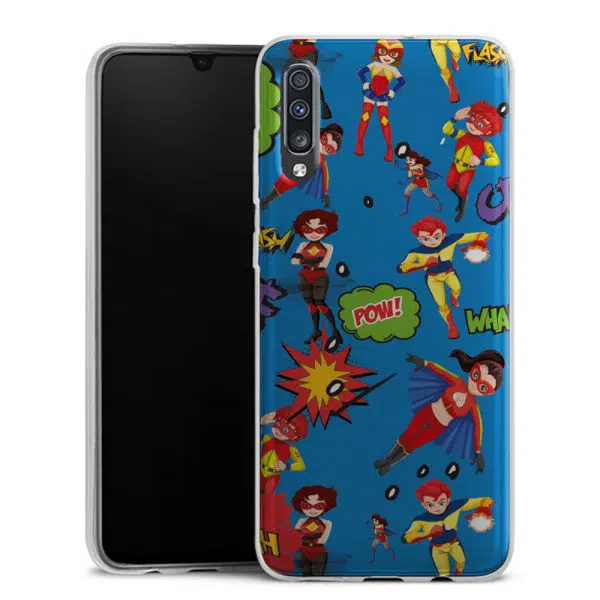 Coque Silicone Samsung Galaxy A70 personnalisée motif Manga Super Hero Bleu