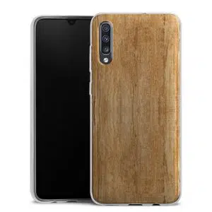 Coque téléphone personnalisée Samsung Galaxy A70 en silicone motif texture bois