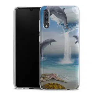 Coque pour Samsung galaxy A70 en Silicone Motif The Heart of the Dolphins