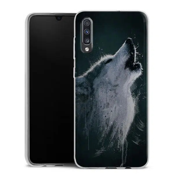 Coque pour Samsung galaxy A70 en Silicone Motif Loup Hurlant