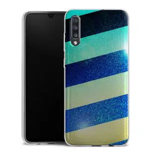 Coque téléphone personnalisée Samsung Galaxy A70 en silicone motif striped colorfull glitter