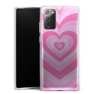 Coque Coeur Rose pour téléphone Samsung Galaxy NOTE 20 en Silicone