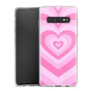 Coque Coeur Rose pour téléphone Samsung Galaxy S10 en Silicone