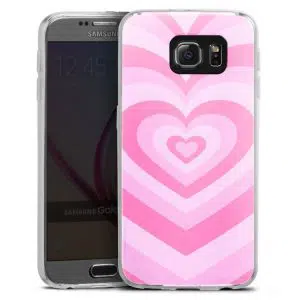 Coque Coeur Rose pour téléphone Samsung Galaxy S6 en Silicone
