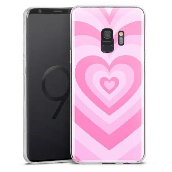 Coque Coeur Rose pour téléphone Samsung Galaxy S9 en Silicone