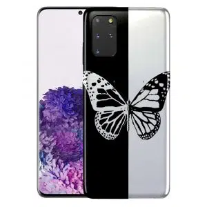 Coque Silicone Samsung Galaxy S20 Butterfly Noir et Blanc