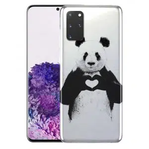 Coque Silicone Samsung Galaxy S20 Panda Lov noir et Blanc