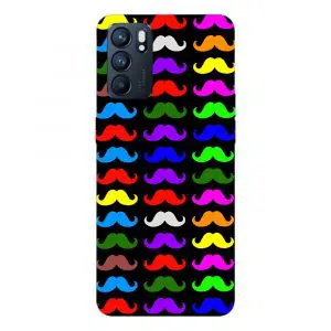 Coque pour Oppo Reno 6 5G pas cher motif Moustaches multicolors