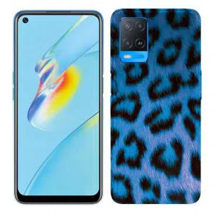 Coque portable Oppo A54, A74 motif leopard bleu