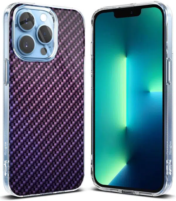 Coque Silicone iPhone 13 Collection texture Carbone Violet