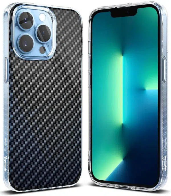 Coque Silicone iPhone 13 Collection texture Carbone Noir