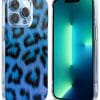 Coque Silicone iPhone 13 Collection texture Leopard Bleu
