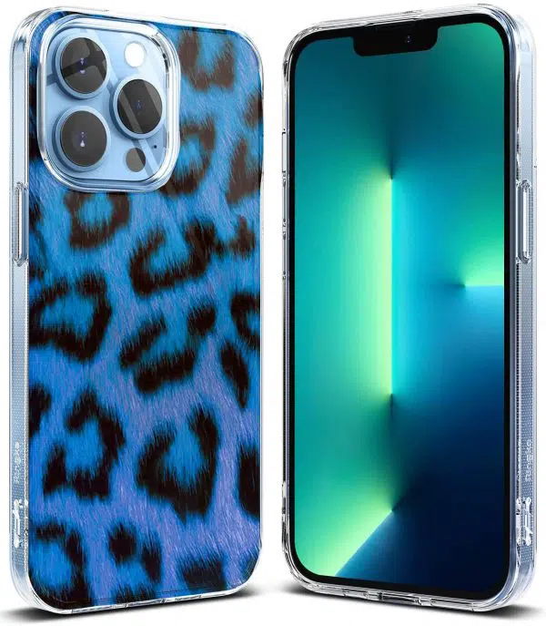 Coque Silicone iPhone 13 Collection texture Leopard Bleu