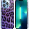 Coque Silicone iPhone 13 Collection texture Leopard Violet