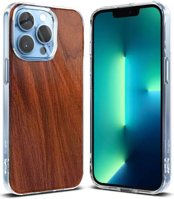 Coque Silicone iPhone 13 Collection texture Mahogany Bois