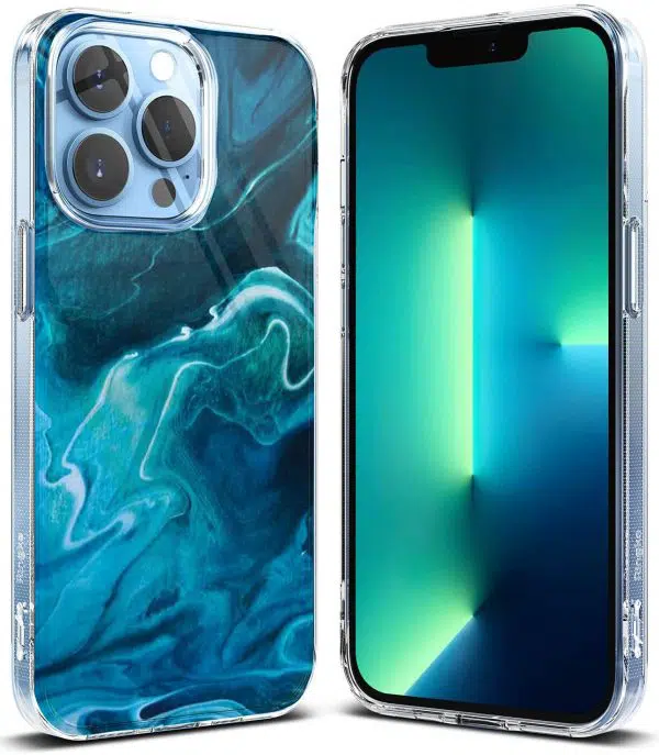 Coque Silicone iPhone 13 Collection texture Marble Blue Gravity