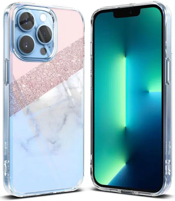 Coque Silicone iPhone 13 Collection texture Marble Paillettes