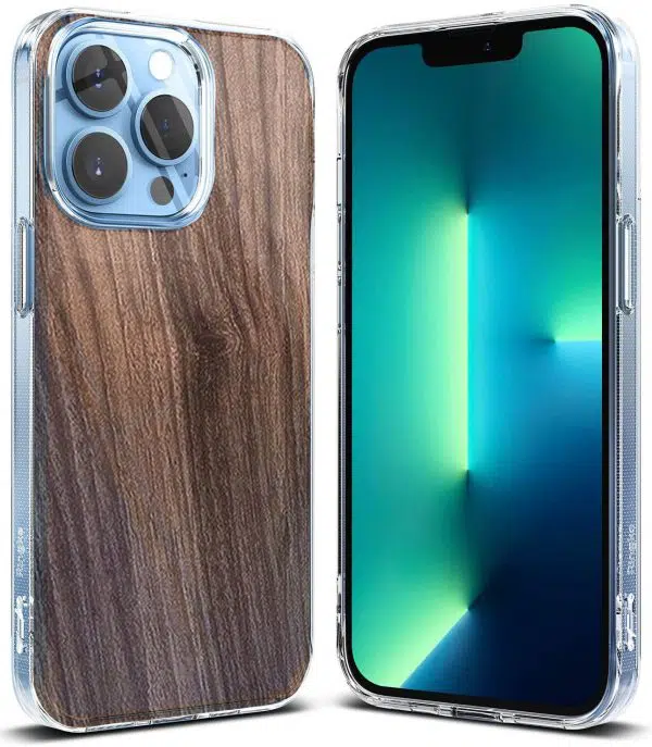 Coque Silicone iPhone 13 Collection texture Noyer Bois