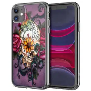 Violetic Coque verre trempé iPhone 13 motif Skull