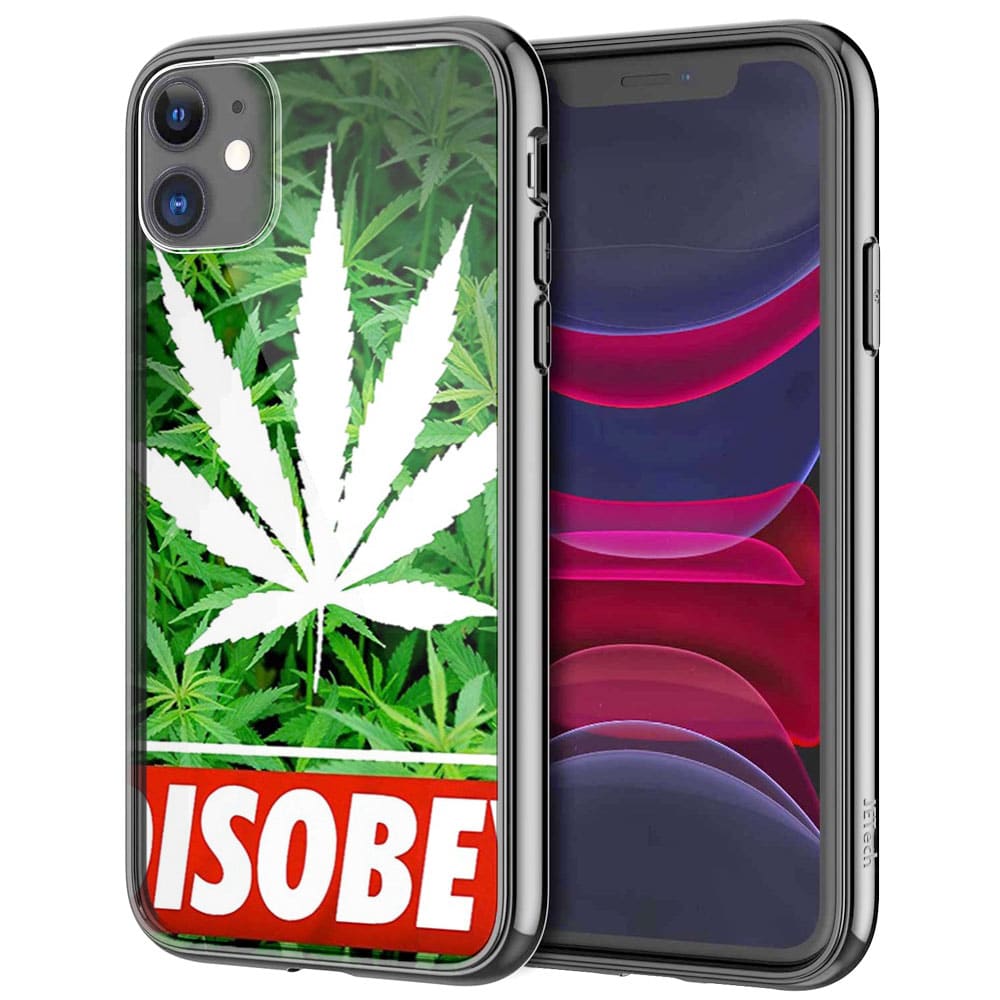 حليب الطائي Coque iPhone 13 Weed Cannabis Disobey | Gel Silicone, Verre Trempé