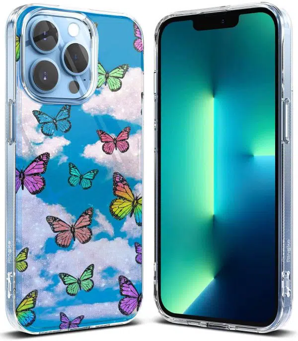 Coque Silicone motif Papillon nuageux pour iPhone, Samsung, Huawi, Oppo, Xiaomi