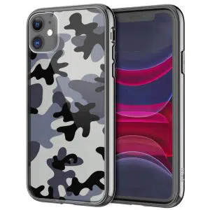 Coque Motif de camouflage noir pour téléphones iPhone, Samsung Galaxy, Huawei, Oppo, Xiaomi