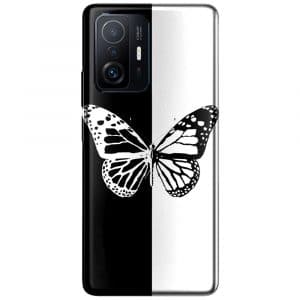 Coque téléphone Xiaomi 11T 5G / Pro Motif Butterfly Black and White