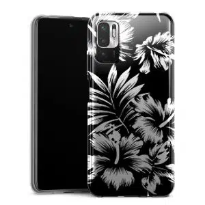Coque en silicone Xiaomi Redmi Note 10 5G fleurs sauvages noires