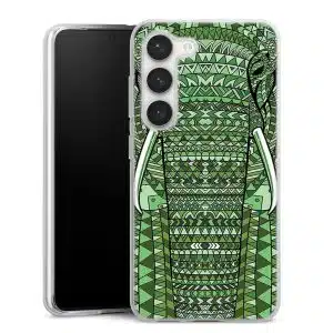 Coque Samsung S23 Elephant Vert, Collection Animaux Azteque